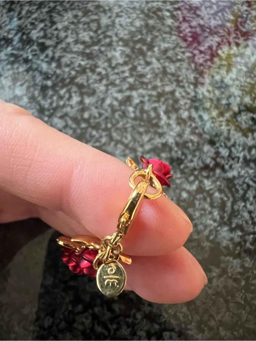 Gold-Tone Red Rose Link Bracelet - Women Jewelry